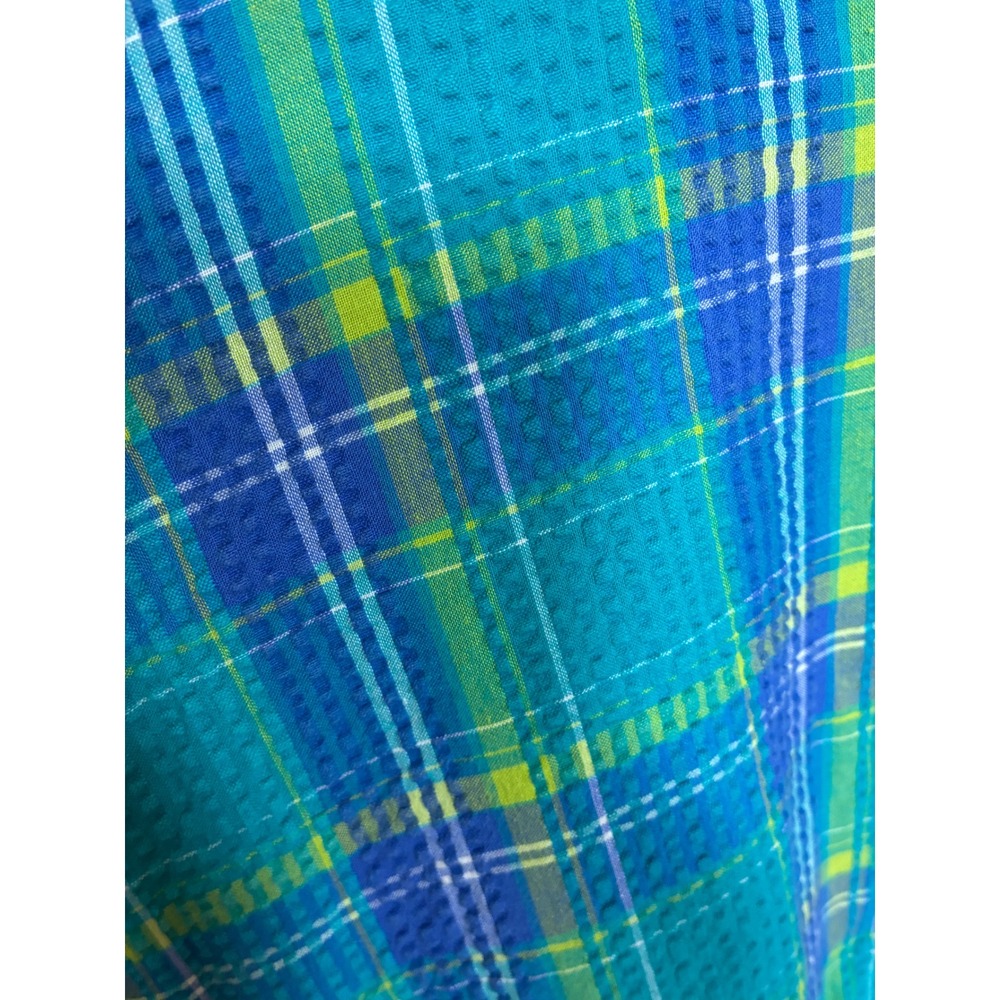 Lane Bryant Plaid Seersucker Maxi Dress Size 3X Teal 90s Butter Mom Maximalist - Picture 6 of 8